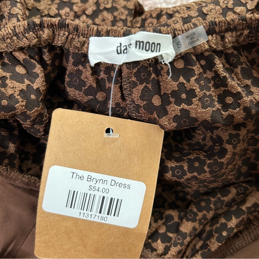 NWT Day + Moon Brown Floral Ruffle Babydoll Dress Size Small Autumn - Picture 3 of 11